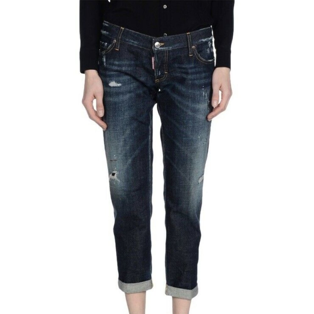 Dsquared2 WM Destroyed Denim Cuffed Jeans 38 XS